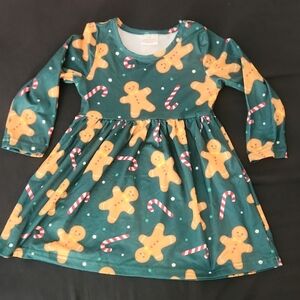 Christmas Green Gingerbread Man and Candy Cane Dress